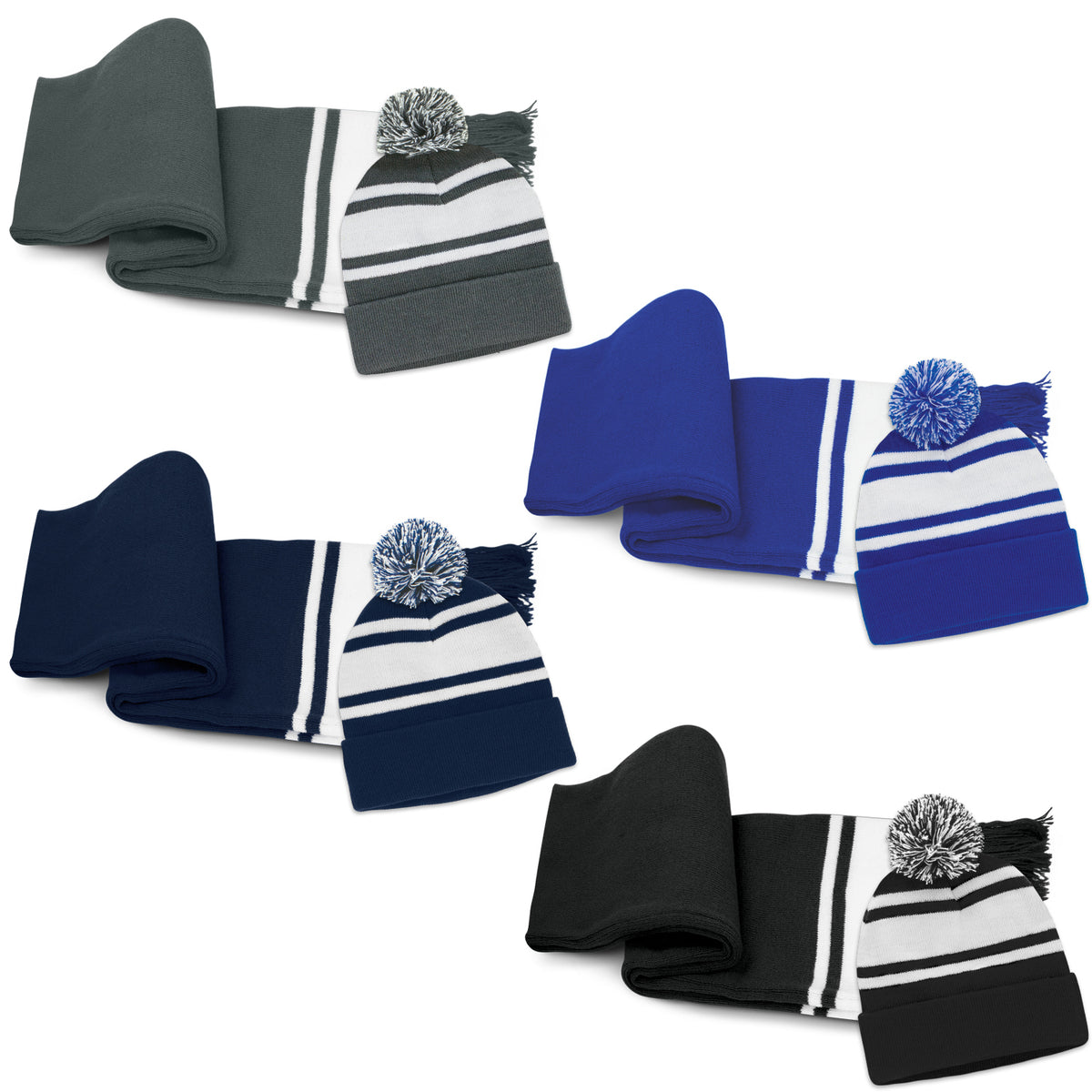 Commodore Scarf and Beanie with Pom Pom Set