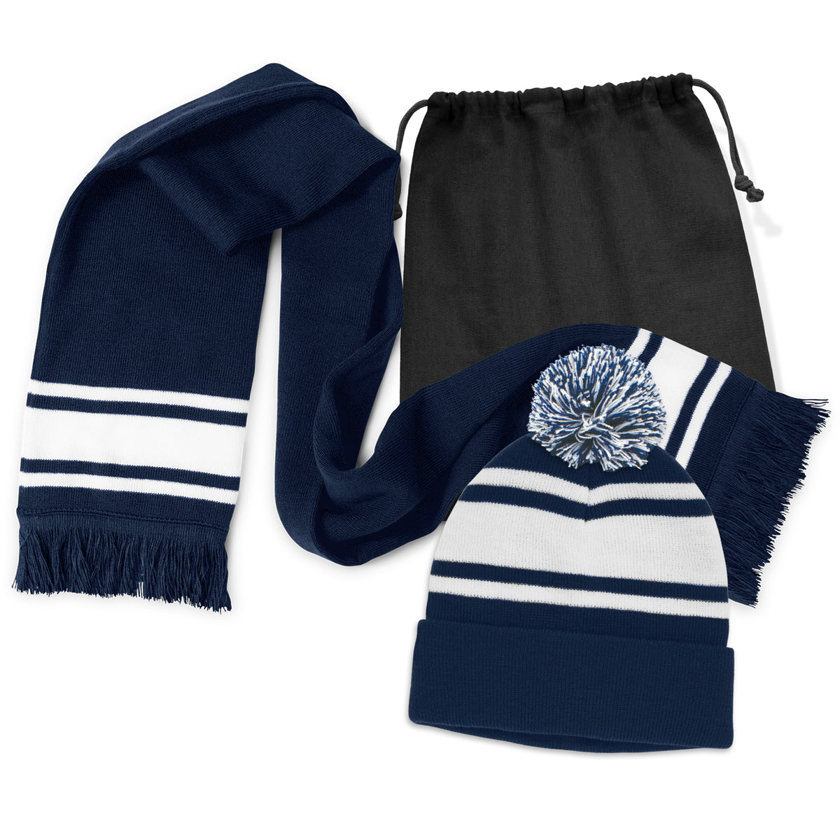 Commodore Scarf and Beanie with Pom Pom Set