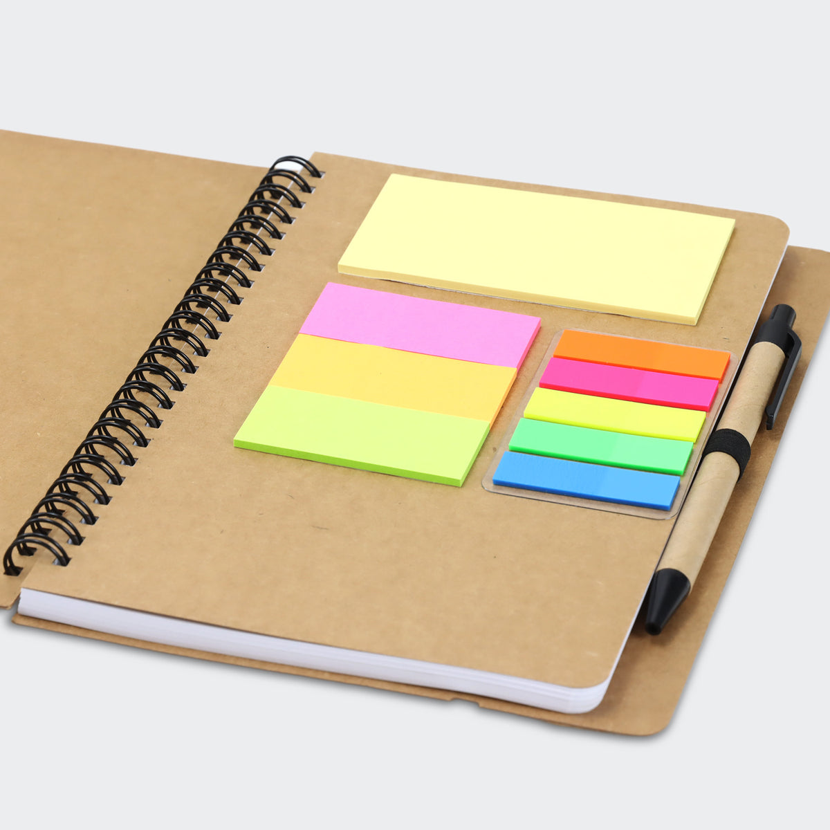 Kraft Notebook with Notes and Flags