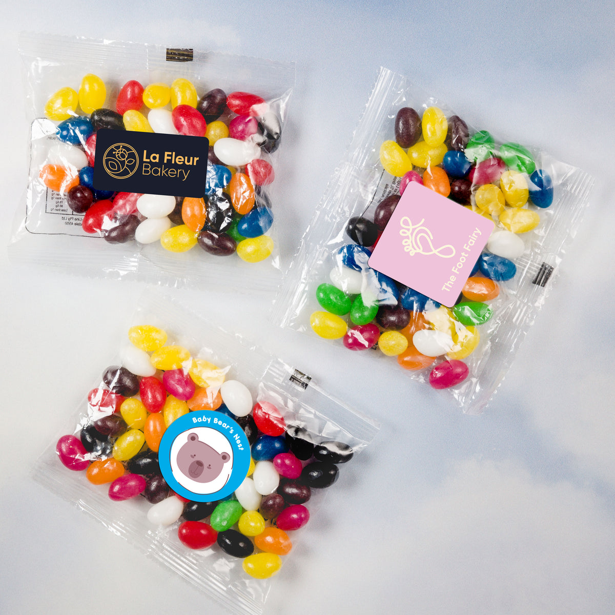 Assorted Colour Mini Jelly Beans in 50 Gram Cello Bag