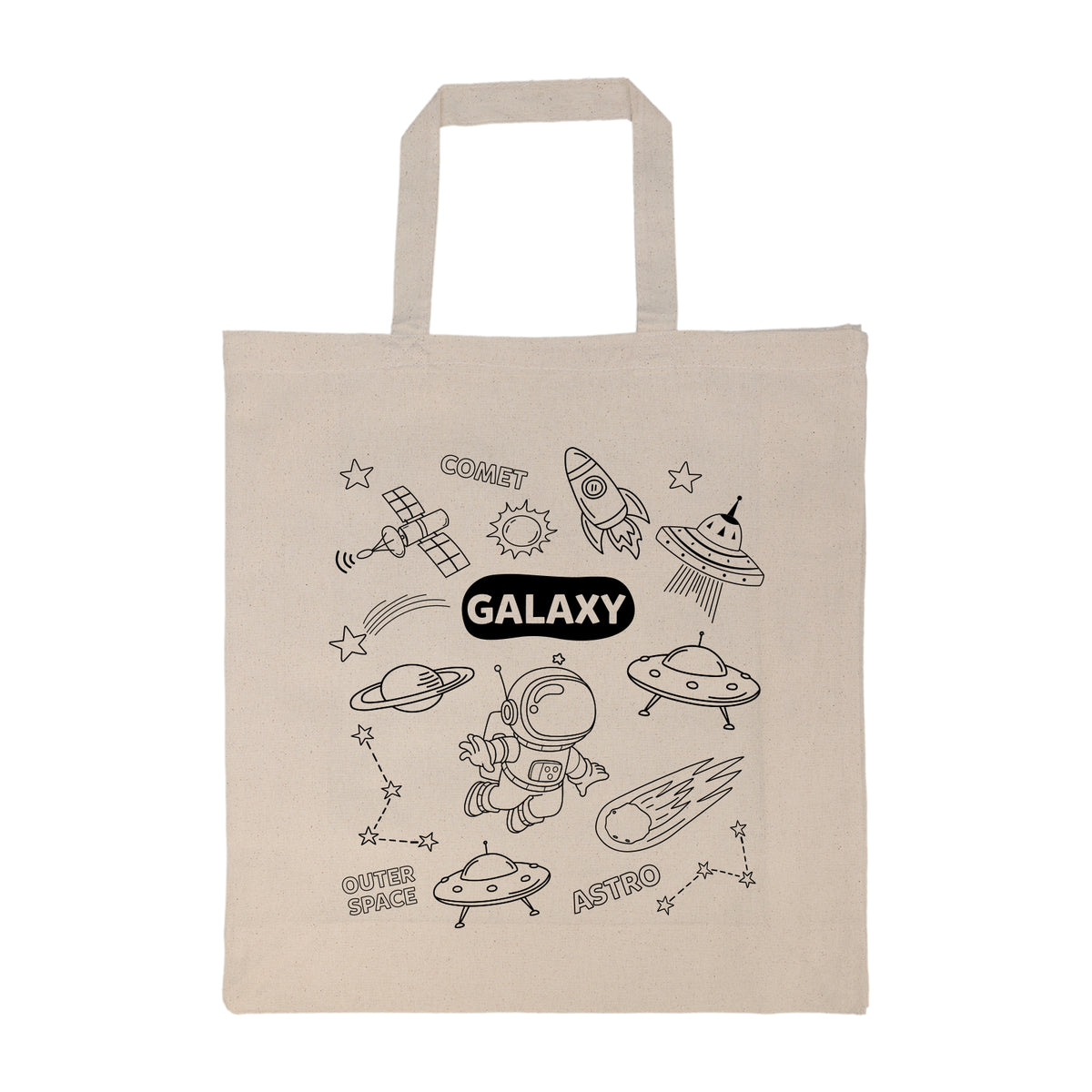 Colouring Short Handle Calico Bag & Crayons