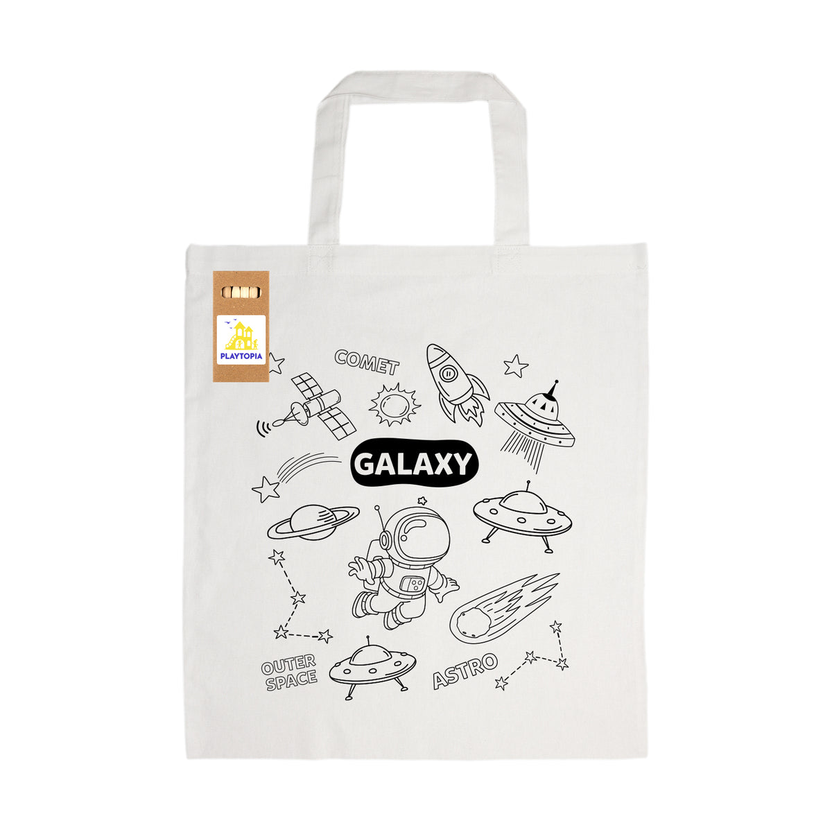 Colouring Short Handle Cotton Bag & Pencils