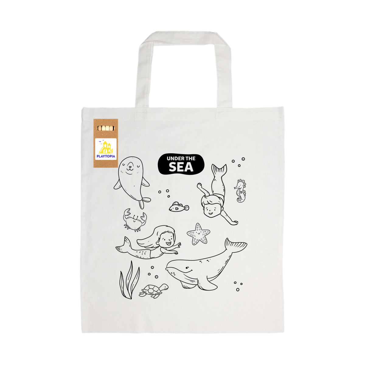 Colouring Short Handle Cotton Bag & Pencils