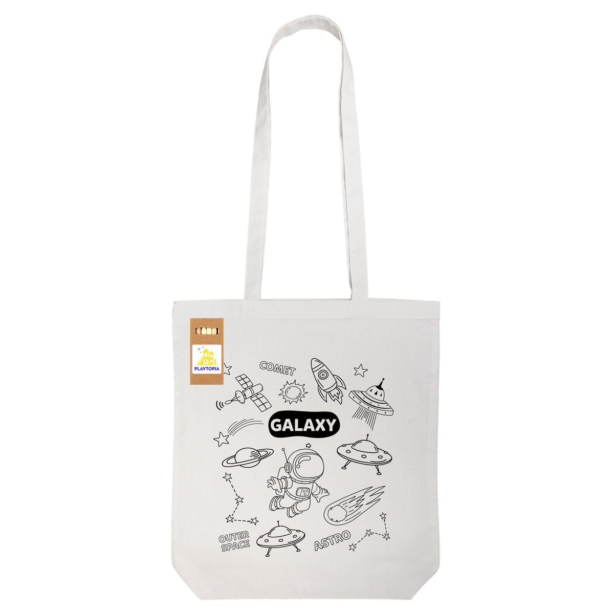 Colouring Long Handle Cotton Bag & Pencils