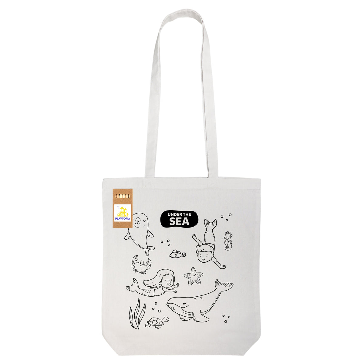 Colouring Long Handle Cotton Bag & Pencils